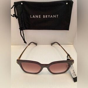 NWTs.. Lane Bryant Brown Frame Sunglasses with Gold Arms